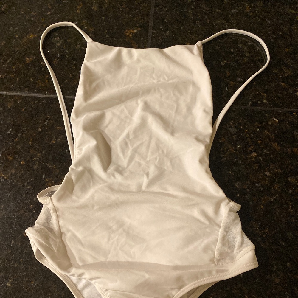 One pice white bathing suit